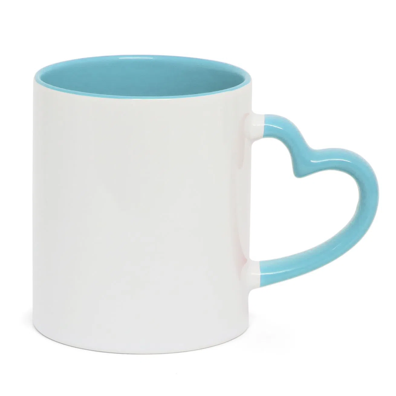Caneca alça de Coracao e Interior azul bebe
