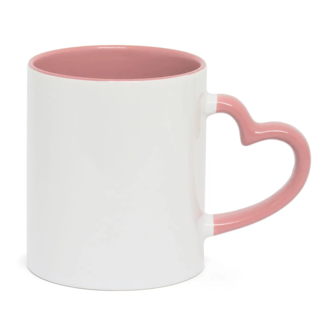 Caneca alça de Coracao e Interior  Rosa