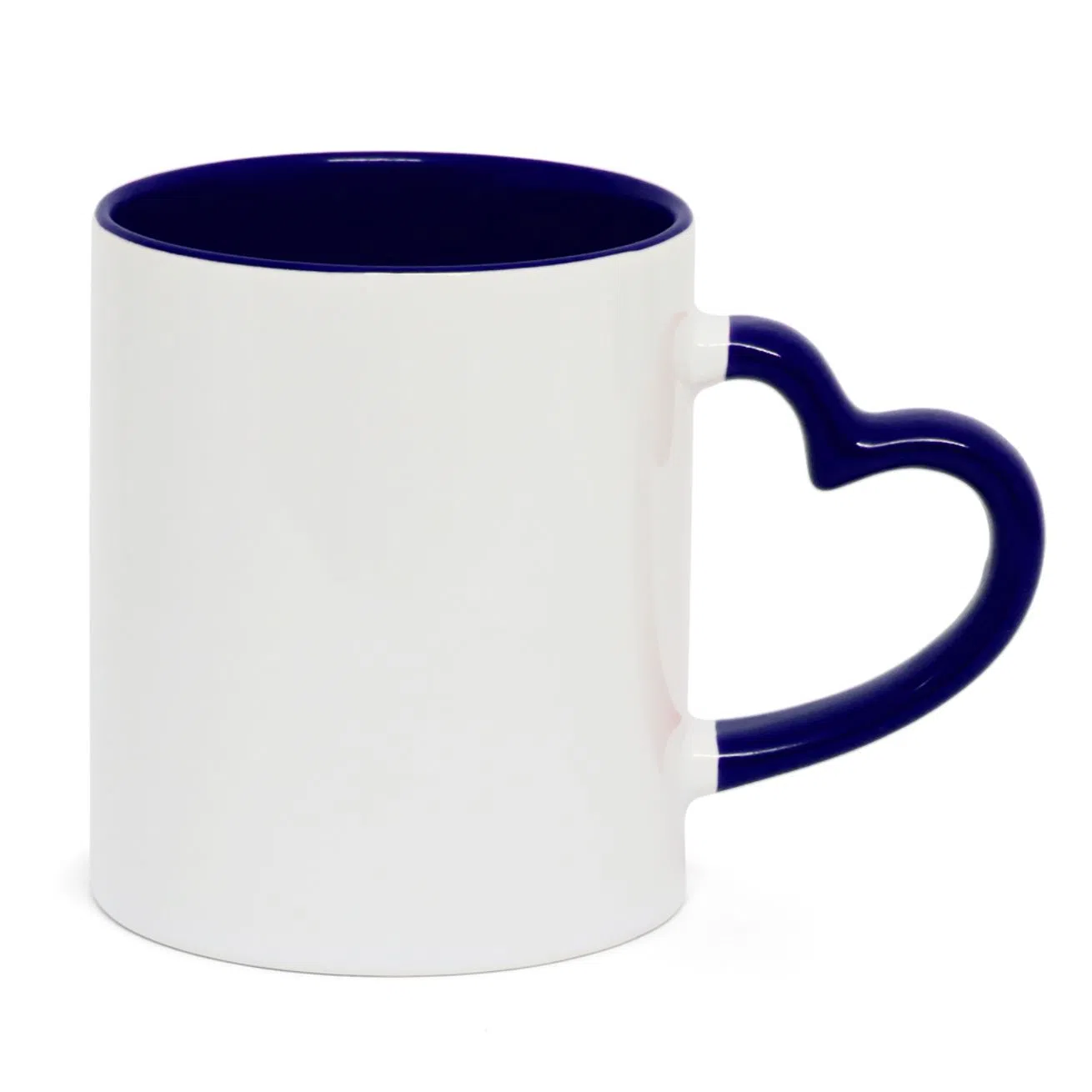 Caneca alça de Coracao e Interior azul escuro