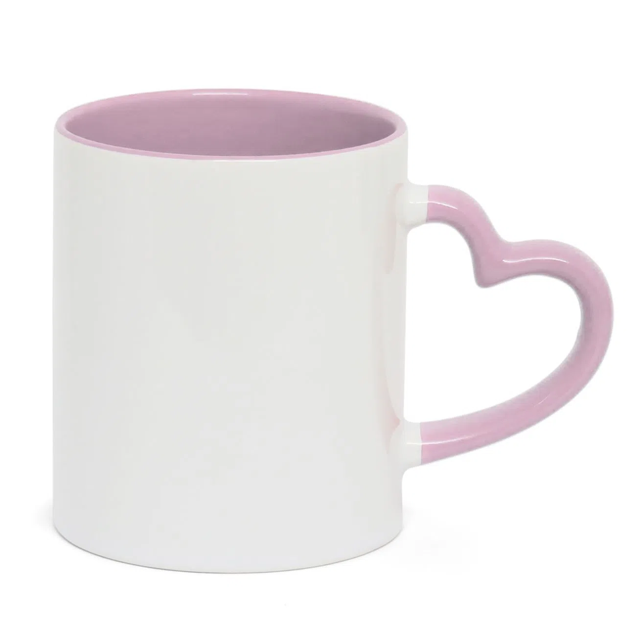 Caneca alça de Coracao e Interior Lilas
