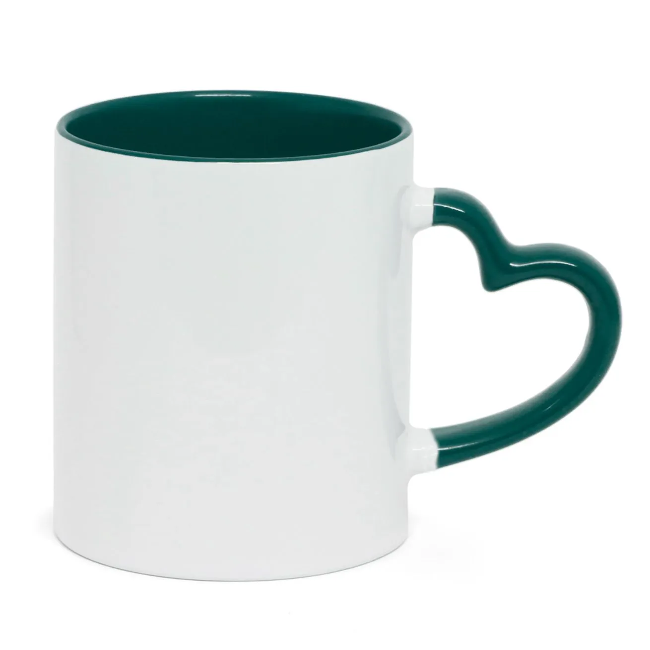 Caneca alça de Coracao e Interior Verde escuro